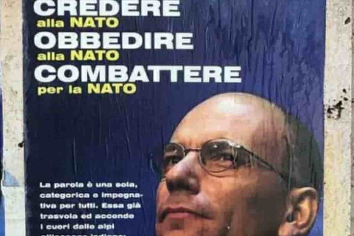 Ucraina, a Roma Letta paragonato a Mussolini. I manifesti fake deridono il Pd