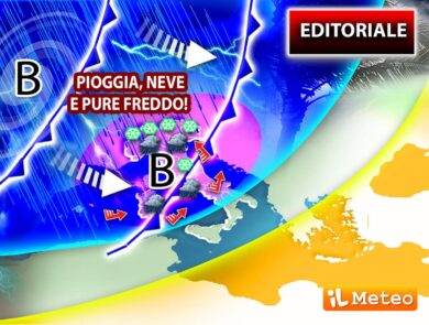 Meteo, perturbazione atlantica sull’Italia: freddo e neve (aria dal Polo Nord)