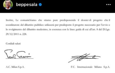 Sala: “San Siro? Inter e Milan sino a una settimana fa pronte al confronto”