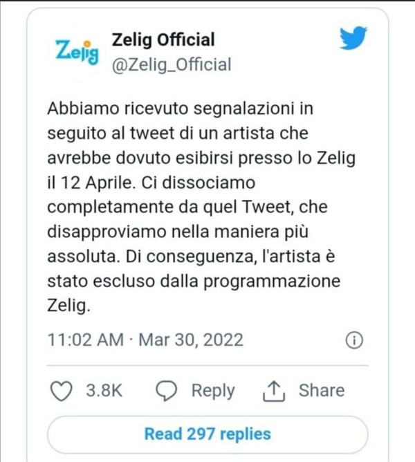 Zelig tweet Pietro Diomede Zelig tweet Pietro Diomede