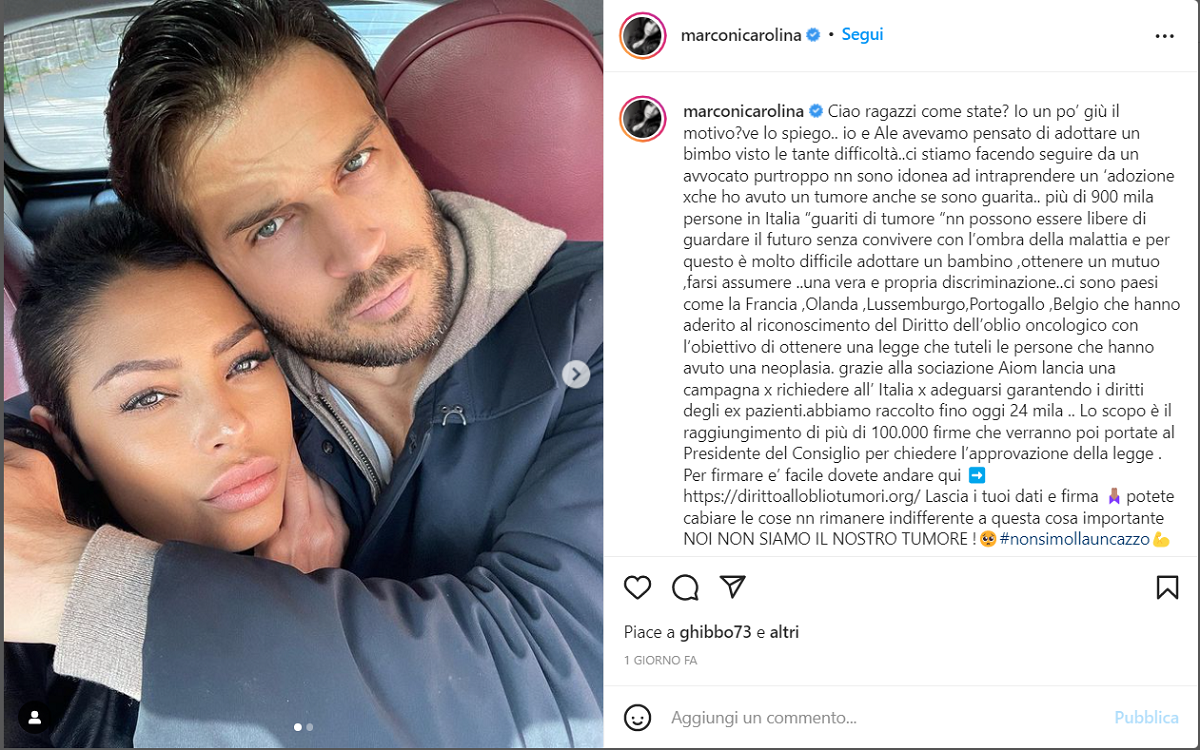 Carolina Marconi, adozione negata perché ha avuto un tumore: “Discriminazione” Carolina Marconi, adozione negata perché ha avuto un tumore: “Discriminazione”
