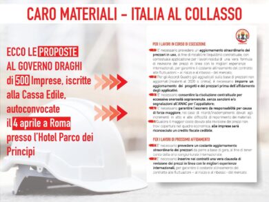 Caro prezzi, big delle costruzioni distrutti scrivono a Draghi per svegliarlo