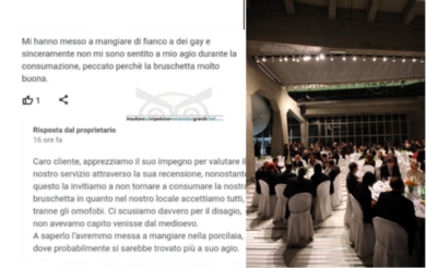 Vicenza, recensione omofoba al locale: “Messo a mangiare vicino ai gay”