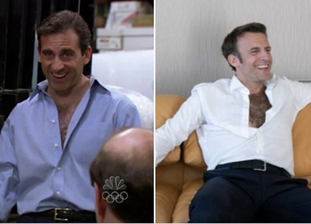 Macron con la camicia aperta mostra il petto villoso: bufera in Francia