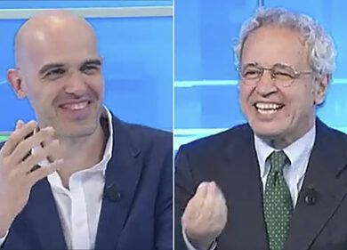 Mentana-Fabbri, parte la risata contagiosa: siparietto su La 7. VIDEO