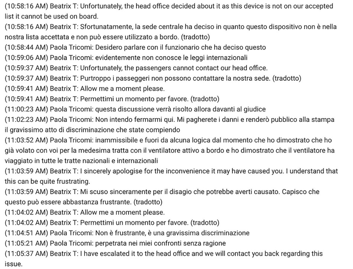 Vive attaccata a un respiratore e Ryanair le impedisce di volare Vive attaccata a un respiratore e Ryanair le impedisce di volare