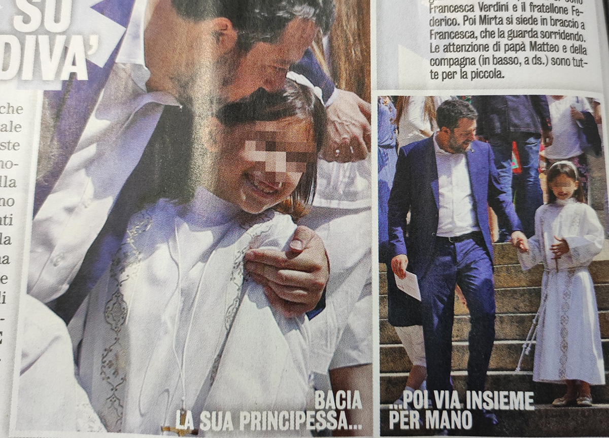 Salvini e la Comunione della figlia Mirta, famiglia allargata presente – FOTO