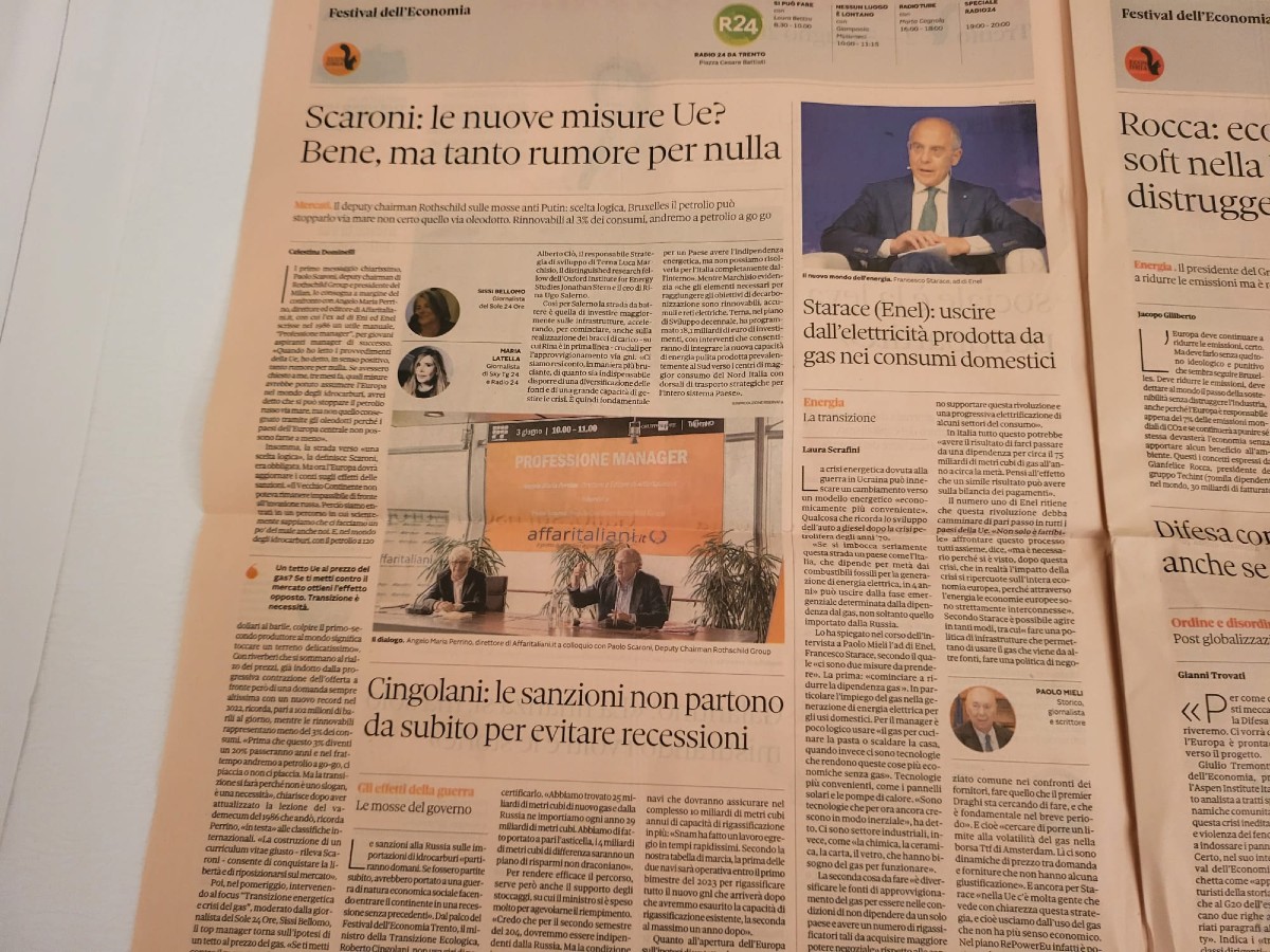 Galleria foto 'Affari fa notizia al Festival dell’Economia: il talk Scaroni-Perrino sul Sole' - foto 1