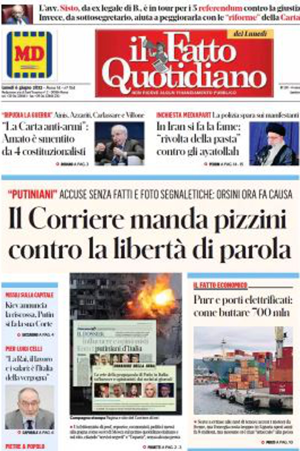 Prime pagine quotidiani 6 giugno 2022: dalla Russia al fisco, tutto fa notizia Prime pagine quotidiani 6 giugno 2022: dalla Russia al fisco, tutto fa notizia