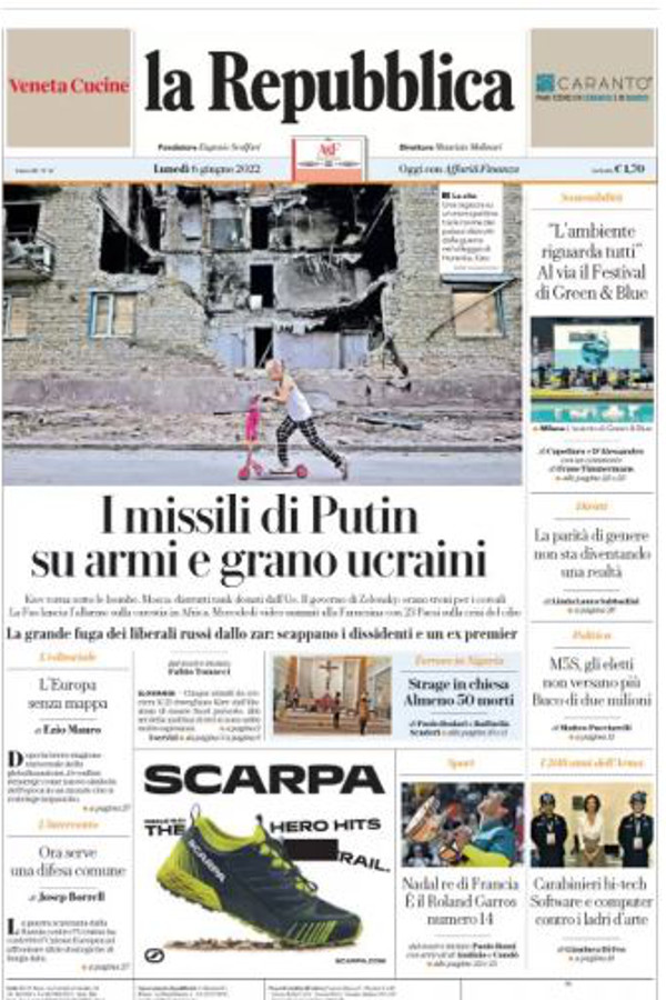 Prime pagine quotidiani 6 giugno 2022: dalla Russia al fisco, tutto fa notizia Prime pagine quotidiani 6 giugno 2022: dalla Russia al fisco, tutto fa notizia