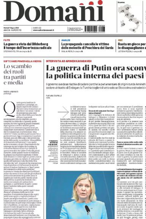 Prime pagine quotidiani 7 giugno 2022: dalla guerra al voto, tutto fa notizia Prime pagine quotidiani 7 giugno 2022: dalla guerra al voto, tutto fa notizia