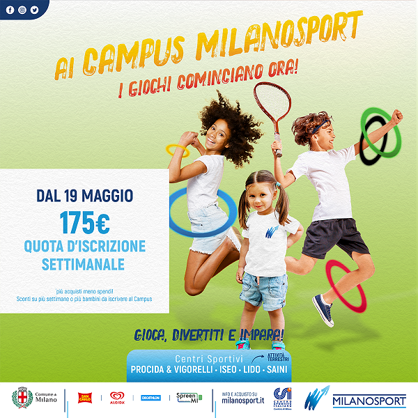 Milanosport: i Campus estivi partono il 13 giugno