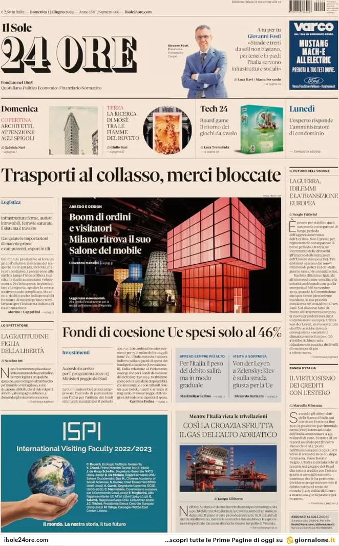 Prime pagine quotidiani 12 giugno 2022: referendum, Salvini, scudo anticrisi