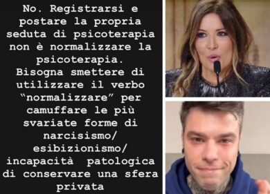 Lucarelli contro Fedez: “Audio dallo psicologo? Narcisismo esibizionista”