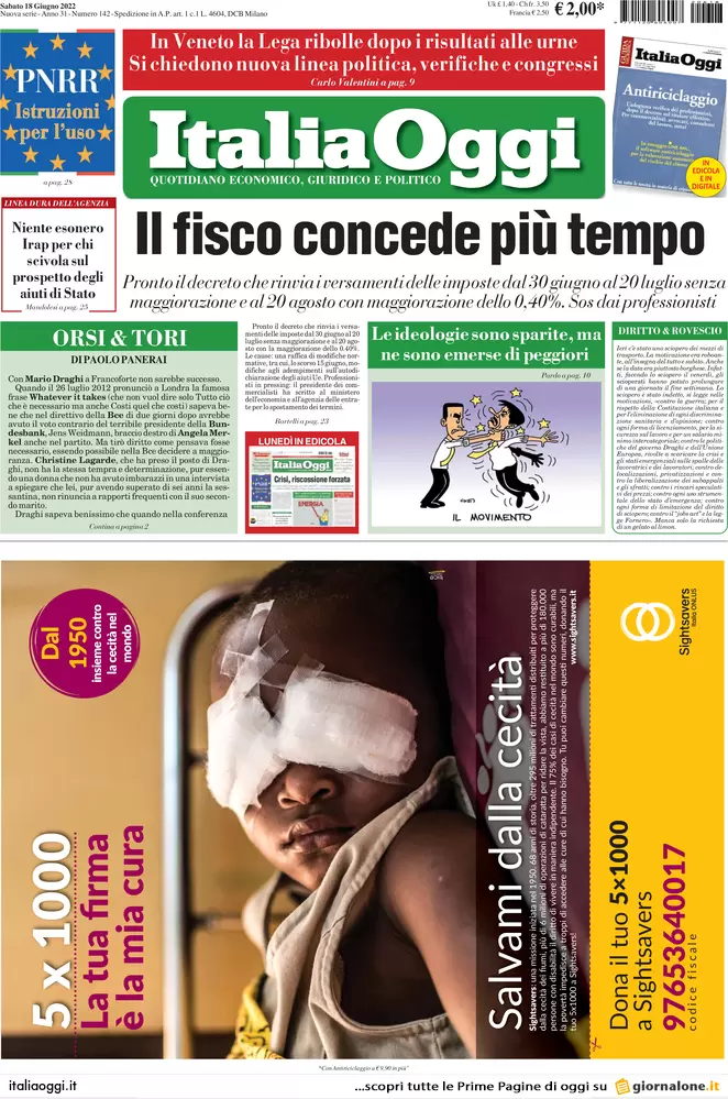 Prime pagine quotidiani 18 giugno 2022: Putin fa tremare Biden, bivio M5s Prime pagine quotidiani 18 giugno 2022: Putin fa tremare Biden, bivio M5s