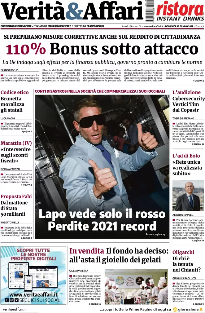 Prime pagine quotidiani economici 19 giugno 2022: tasso variabile, che rischio