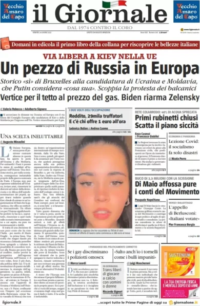 Prime pagine quotidiani 24 giugno 2022: la Ue accoglie l’Ucraina e la siccità