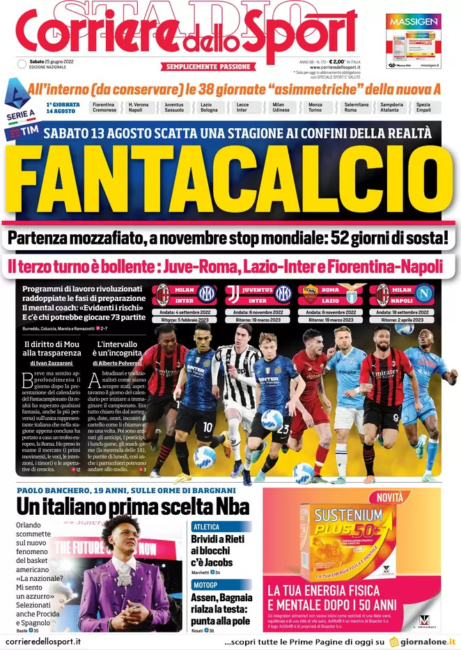 Prime pagine quotidiani sportivi 25 giugno 2022: Dybala star del calciomercato Prime pagine quotidiani sportivi 25 giugno 2022: Dybala star del calciomercato