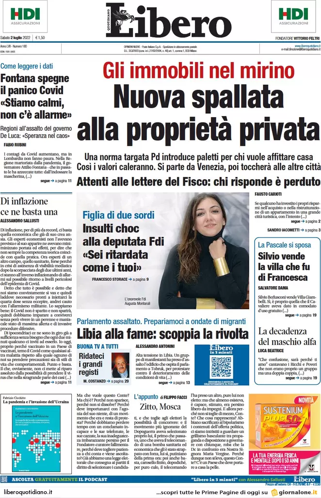 Prime pagine giornali 2 luglio 2022: la folle corsa dell’inflazione