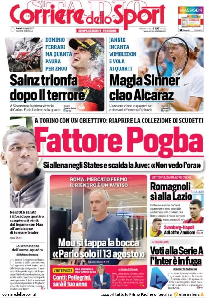 Prime pagine giornali sportivi del 4 luglio: Romagnoli ha scelto la Lazio