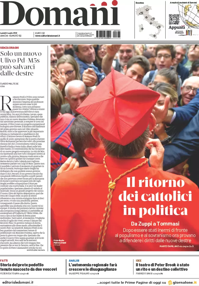Prime pagine giornali 4 luglio 2022: tragedia in Marmolada, morti e dispersi