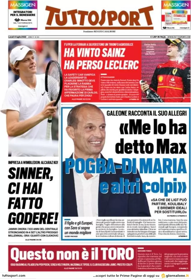 Prime pagine giornali sportivi del 4 luglio: Romagnoli ha scelto la Lazio