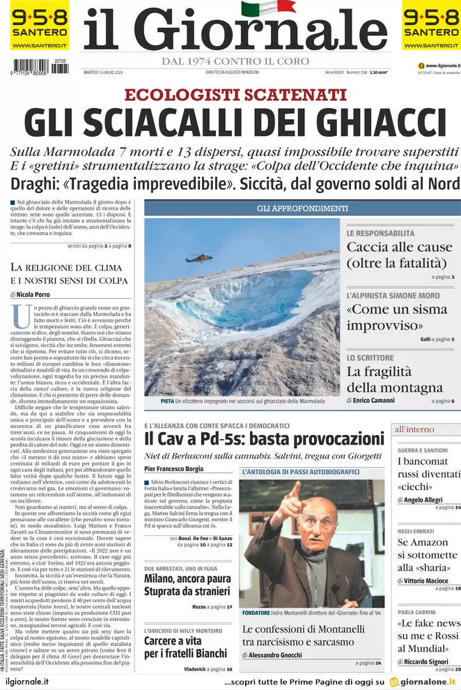 Prime pagine giornali 5 luglio 2022: pace Conte-Draghi in cambio del Reddito