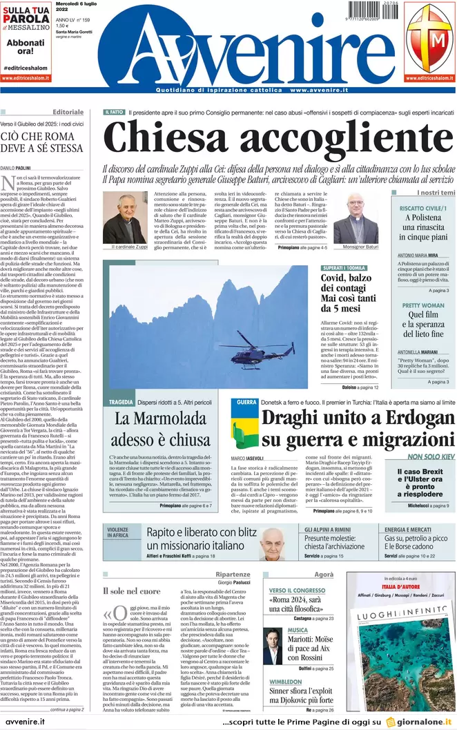 Prime pagine giornali 6 luglio 2022: il M5s vuole la rottura, mossa del Pd