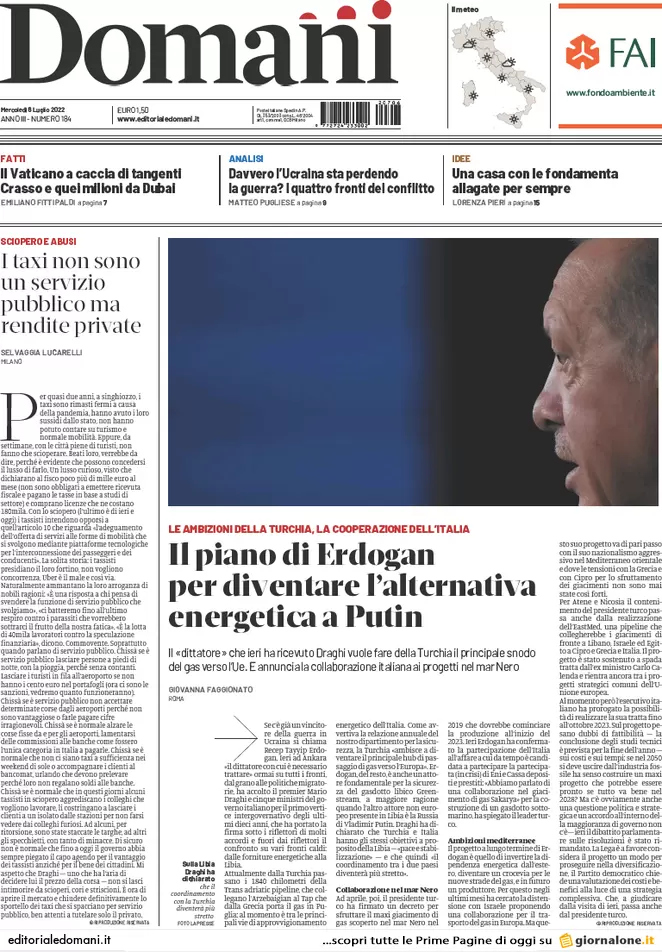 Prime pagine giornali 6 luglio 2022: il M5s vuole la rottura, mossa del Pd