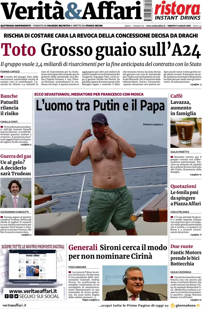 Prime pagine giornali economici 9 luglio 2022: produzione in calo e guaio A24