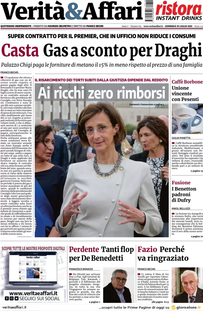 Prime pagine giornali economici 10 luglio. Beni di consumo, incubo consegne