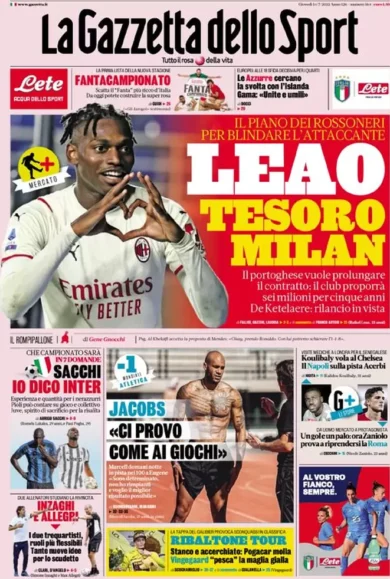 Prime pagine giornali sportivi 14 luglio. La Juve sorpassa l’Inter per Bremer