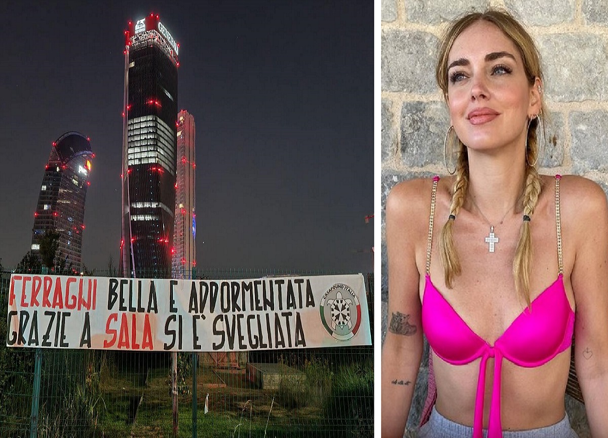 CasaPound, striscione davanti a casa della Ferragni “bella e addormentata” CasaPound, striscione davanti a casa della Ferragni “bella e addormentata”