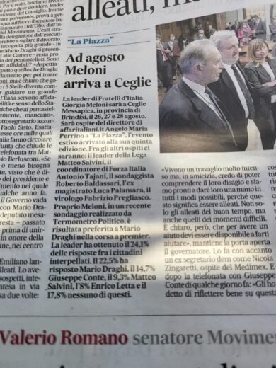 Giorgia Meloni ospite del direttore di Affari Perrino: “La Piazza” fa notizia