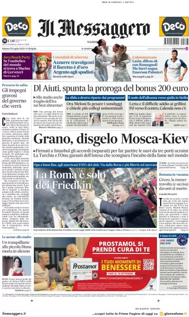 Prime pagine giornali 23 luglio 2022. Berlusconi lancia la campagna elettorale Prime pagine giornali 23 luglio 2022. Berlusconi lancia la campagna elettorale