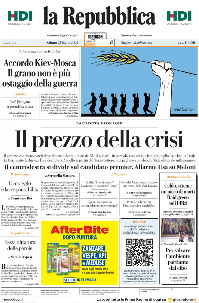 Prime pagine giornali 23 luglio 2022. Berlusconi lancia la campagna elettorale Prime pagine giornali 23 luglio 2022. Berlusconi lancia la campagna elettorale