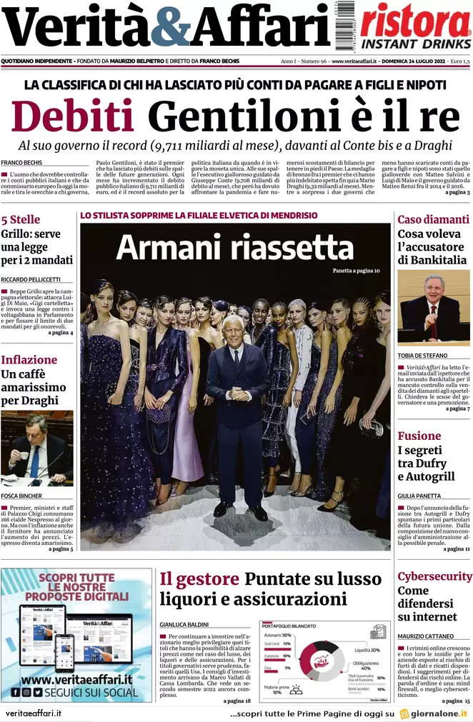 Prime pagine giornali economici 24 luglio. Siccità: disastro per l’agricoltura Prime pagine giornali economici 24 luglio. Siccità: disastro per l’agricoltura
