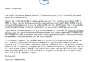 Amazon alza l’abbonamento a Prime del 40%. Codacons: “Rincari abnormi”