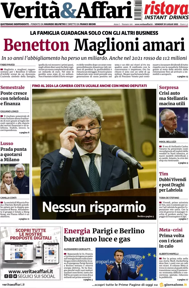 Prime pagine giornali economici 29 luglio. Recessione Usa e austerity tedesca Prime pagine giornali economici 29 luglio. Recessione Usa e austerity tedesca