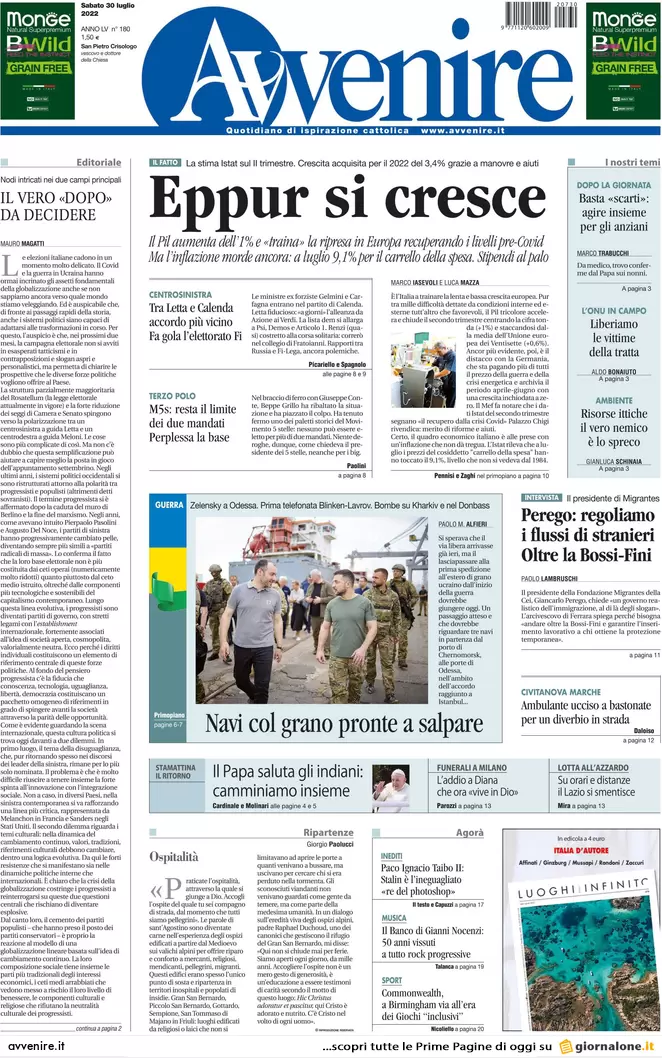 Prime pagine giornali 30 luglio 2022. Grillo licenzia, Calenda svuota Fi e…