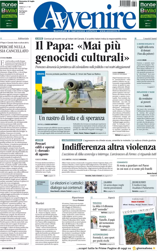 Prime pagine giornali 31 luglio 2022. 50 collegi decisivi e odio nelle Marche