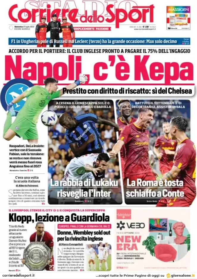 Prime pagine giornali 31 luglio 2022. 50 collegi decisivi e odio nelle Marche