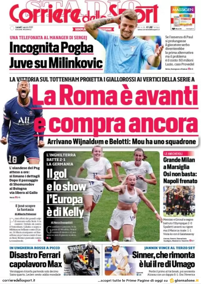 Prime pagine dei giornali 1 agosto 2022. Letta-Calenda, alleanza in bilico