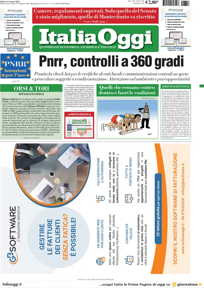 Prime pagine giornali economici 13 agosto. Export su, squadrone Rai in Qatar