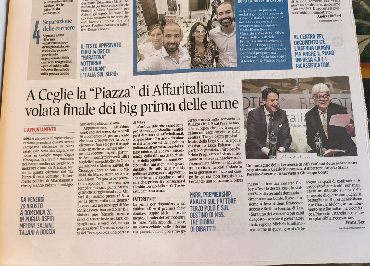 La Piazza fa rumore sul Messaggero: l’evento di Affari accende la Puglia La Piazza fa rumore sul Messaggero: l’evento di Affari accende la Puglia