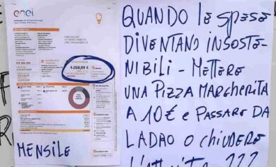 Ristoratore espone bolletta salata: “Non venderò pizza come Briatore”
