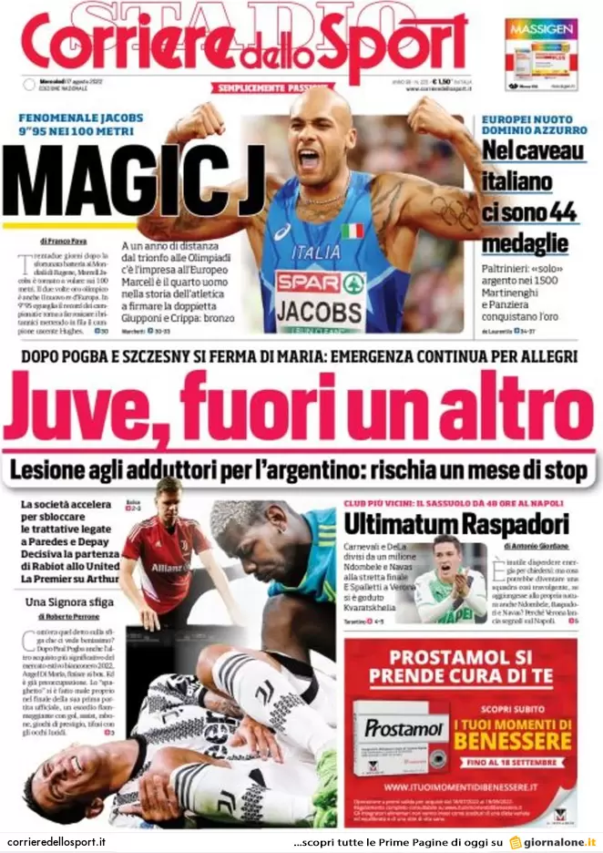 Prime pagine giornali 17 agosto 2022. Conte: lavorare meno, 36 ore per tutti