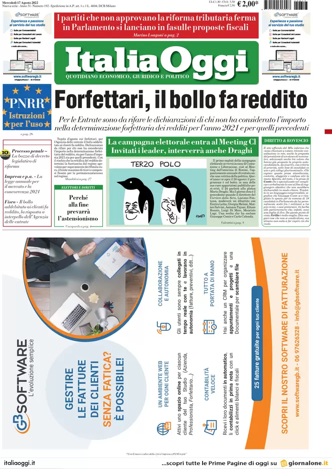 Prime pagine giornali economici 17 agosto. Prezzo del gas, +60% già a ottobre