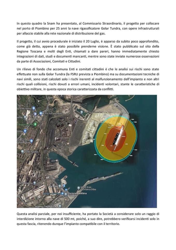 I cittadini di Piombino bocciano il rigassificatore: “Non è sicuro”