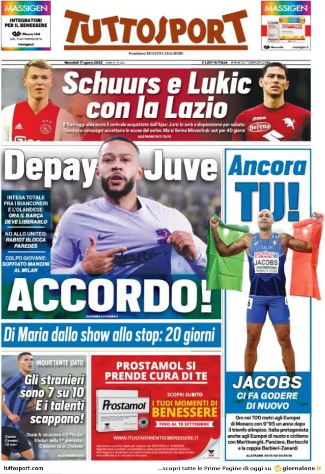 Prime pagine giornali 17 agosto 2022. Conte: lavorare meno, 36 ore per tutti Prime pagine giornali 17 agosto 2022. Conte: lavorare meno, 36 ore per tutti
